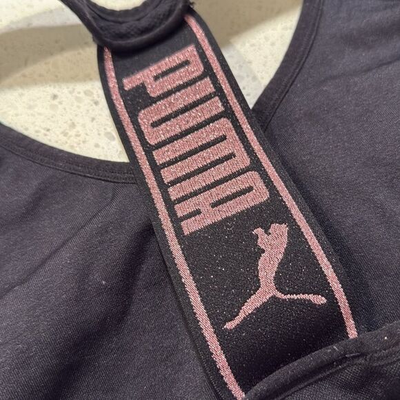 Puma T-Racer Strap‎ Sports Bra Top Size Small Activewear  black pink - Picture 3 of 3